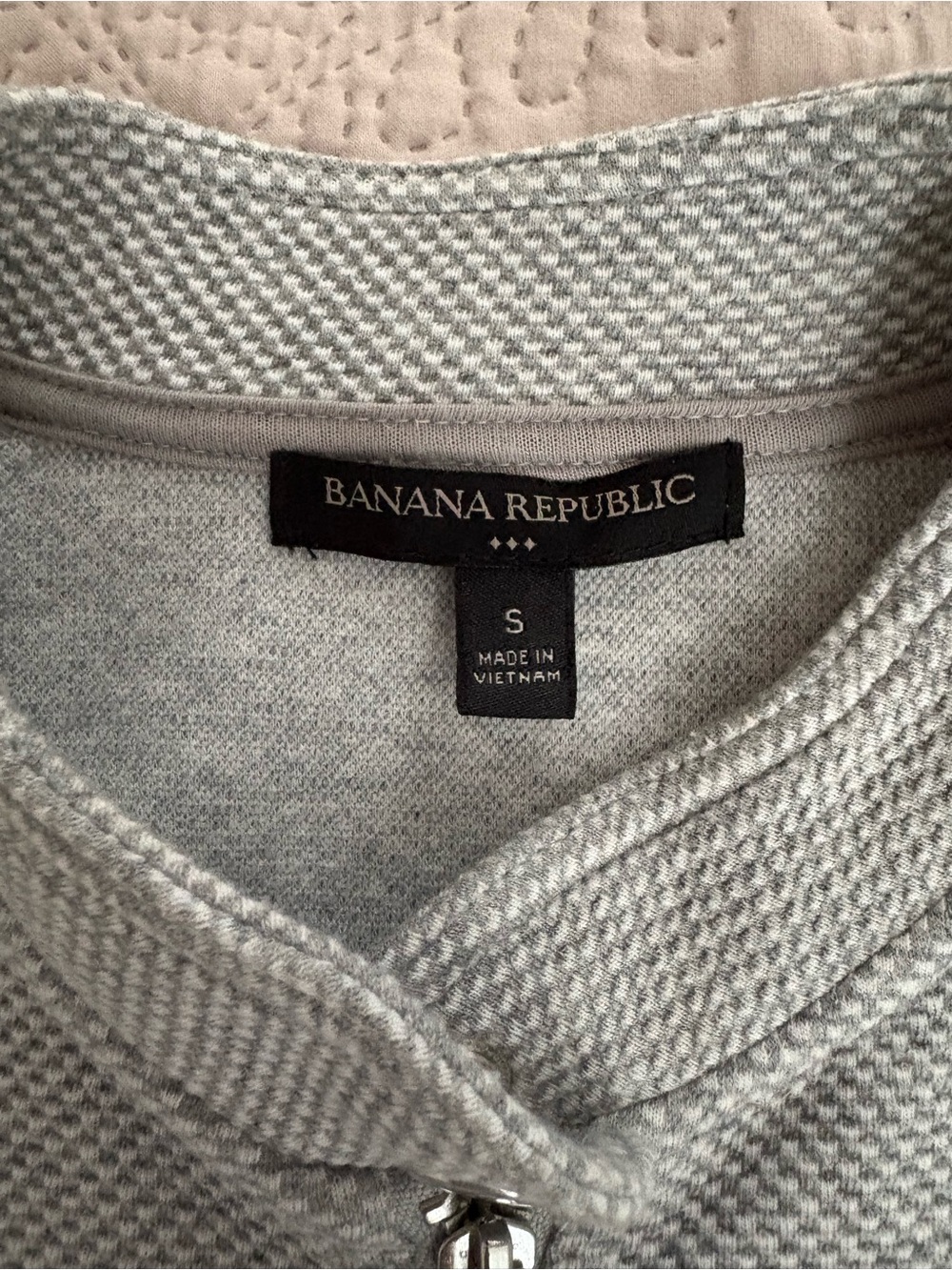 Banana Republic Heather Gray Textured Zip-Up jacket